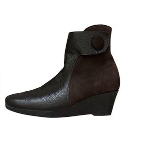 Arche Leather & Suede Brown Wedge Ankle Booties